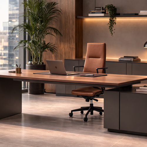 כסא משרדי יוקרתי חום- B1819