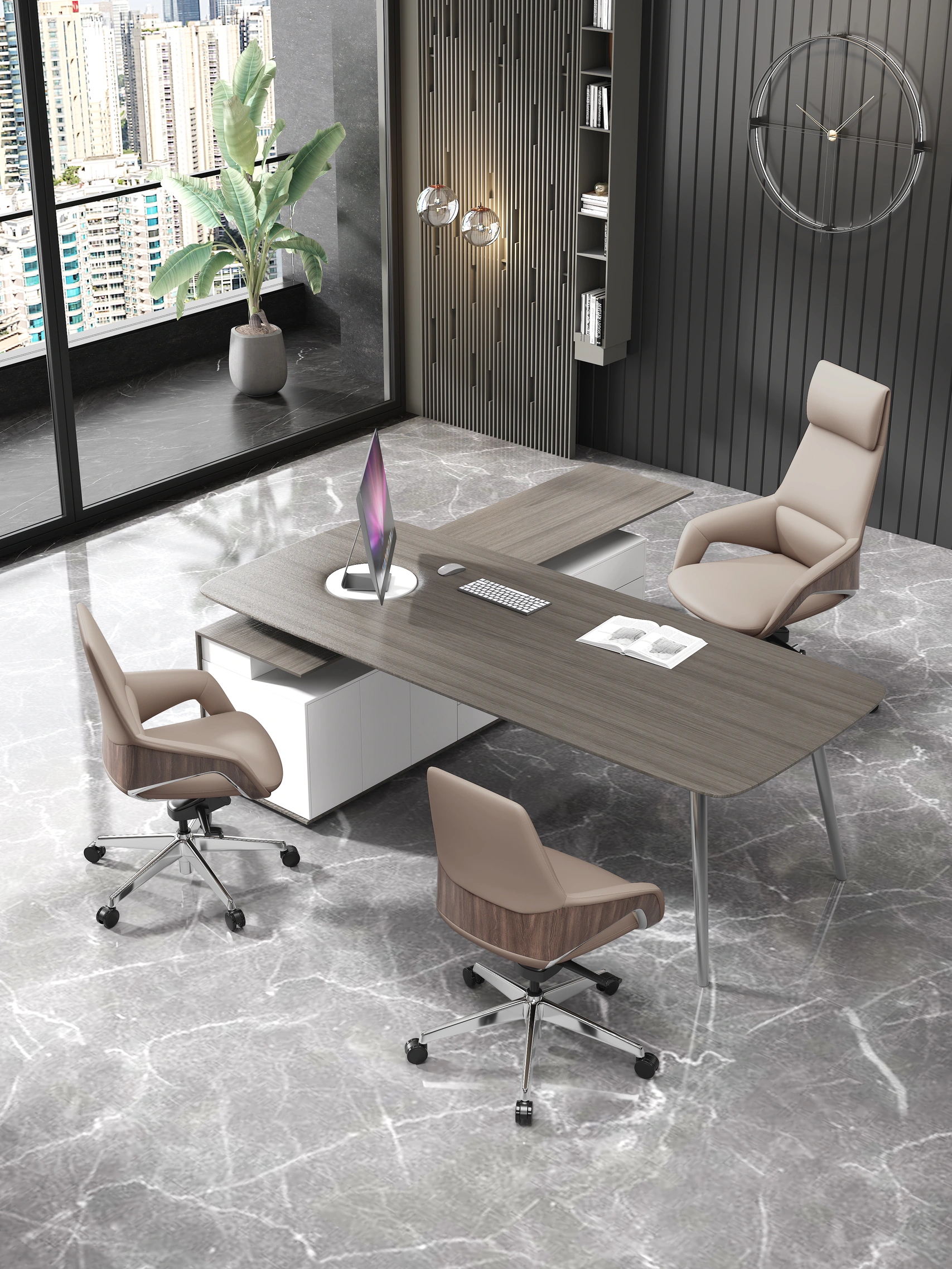 כסא מנהלים מעוצב עור ועץ FK005 – תמונה 3