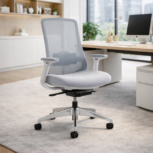 כסא עבודה גב רשת לבן Z-2320B