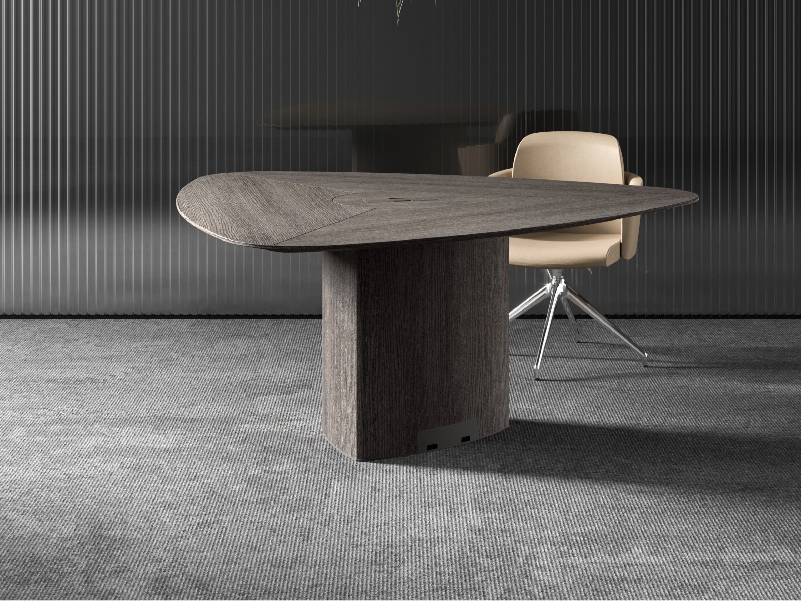 שולחן לחדר ישיבות יוקרתי חום Trilo