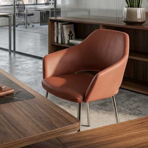 כסא אורח מרופד עור vic metal 646